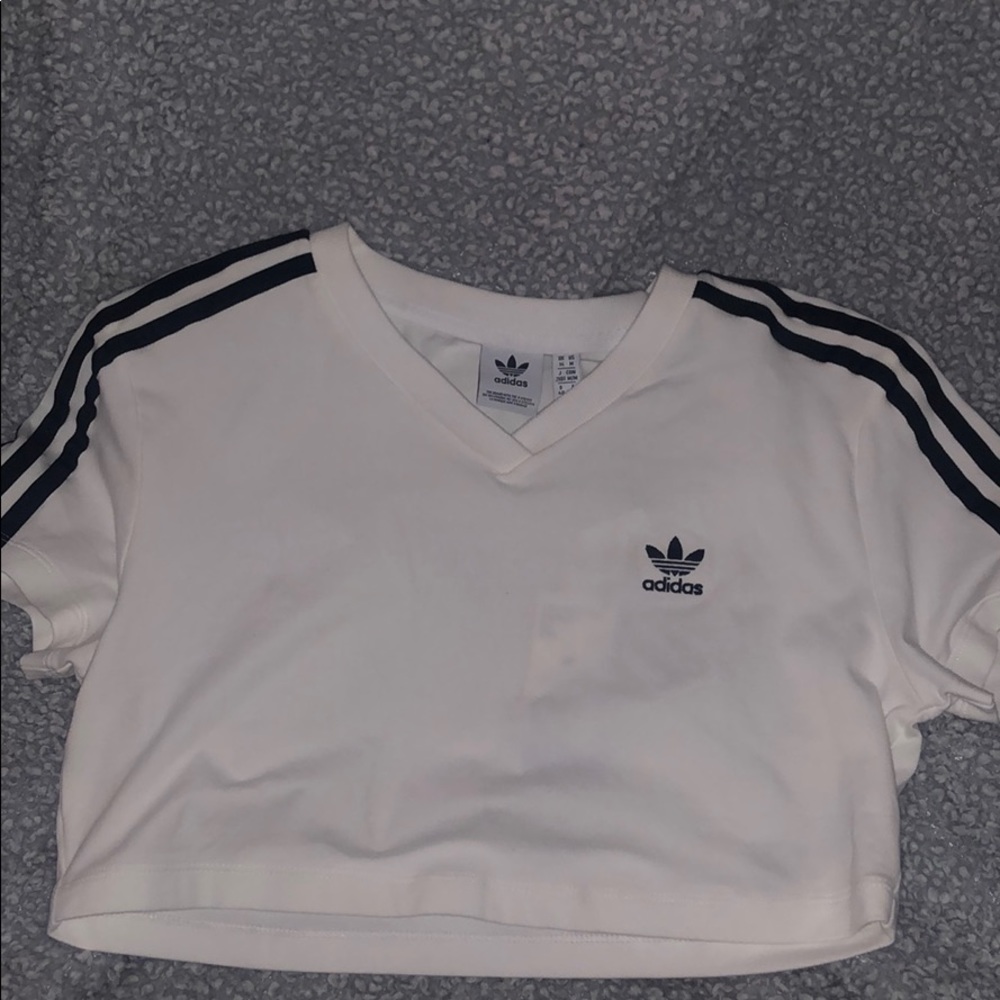 Adidas cropped white tee